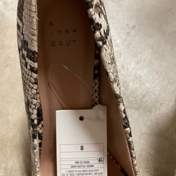 Women's Gemma Snake Print Pointed Toe Block Heeled Pumps - A New Day Gray - Picture 3 of 3